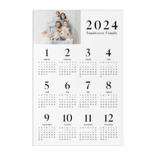 2024 Calendar Custom Photo Name on Acrylic Print