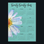 2024 Calendar Daisy Yearly  Script<br><div class="desc">This design was created through digital art. It may be personalized by clicking the customize button and changing the color, adding a name, initials or your favorite words. Contact me at colorflowcreations@gmail.com if you with to have this design on another product. . See more of my creations or follow me...</div>