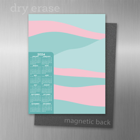 2024 Calendar - Danish Pastels Curves And Bubbles Magnetic Dry Erase S