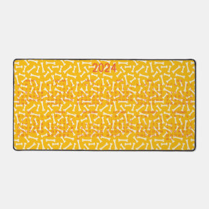 2024 Calendar Dog Bones Design Pattern Desk Mat
