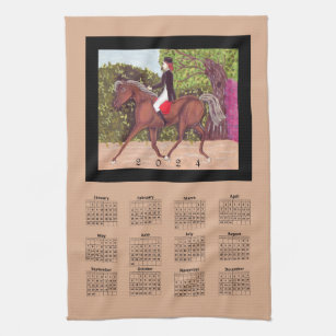2024 Calendar Dressage Horse Equine Riding Sports Kitchen Towel