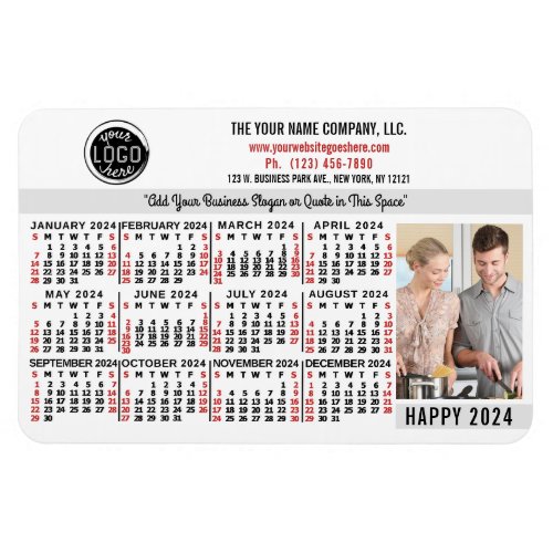 2024 Calendar Easy Custom Business Logo Name Photo Magnet