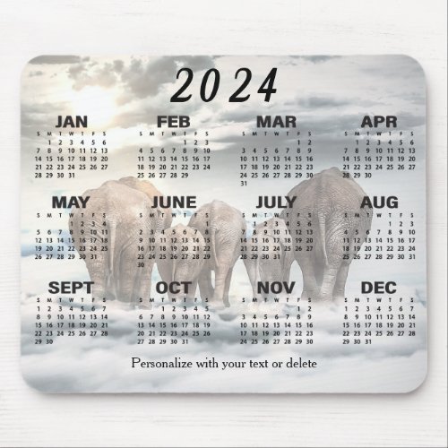 2024 Calendar _ Elephant Butt Family  Mouse Pad