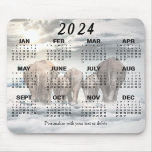 2024 Calendar - Elephant Butt Family Mouse Pad