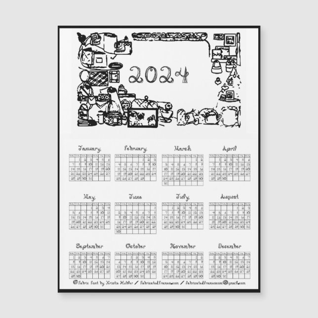 2024 Calendar Fabric Font Sewing Fabricated Frames (Front)