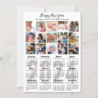 2024 Calendar Family 15 Photo Collage Black Silver Holiday Card | Zazzle