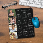 2024 Calendar Family 4 Photo Personalized Color Mouse Pad<br><div class="desc">Create your own personalized, custom color 2024 photo calendar mouse pad featuring a 2024 year-at-a-glance calendar and 4 photos with your name or other custom text in editable white on an editable black background color (note the calendar grid color can be changed as well). ASSISTANCE: For help with design modification...</div>
