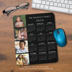 2024 Calendar Family 4 Photo Personalized Color Mouse Pad