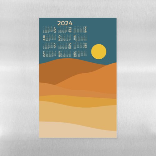 2024 Calendar _ flat art sunset in the desert Magnetic Dry Erase Sheet