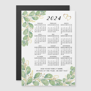 2024 Calendar Floral Eucalyptus Custom Magnet