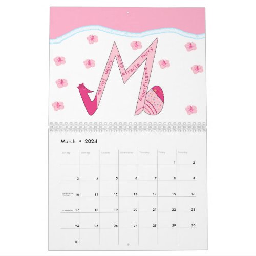 2024 Calendar _ Floral Pattern _ US Holidays