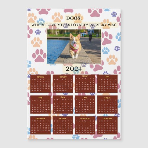 2024 Calendar for Dog Lovers Magnetic Card