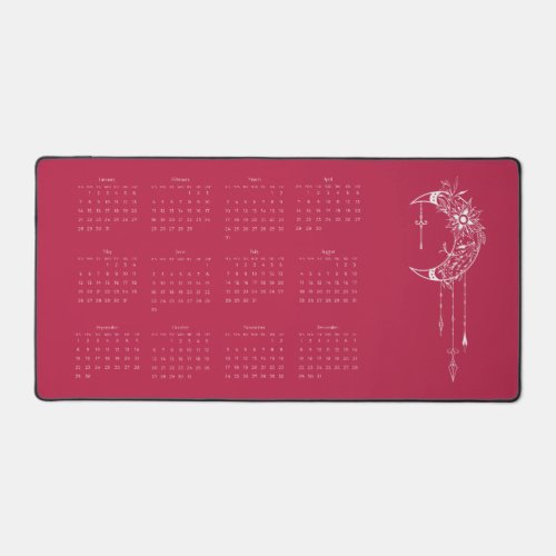 2024 Calendar Full Year Boho Dusty Rose Desk Mat