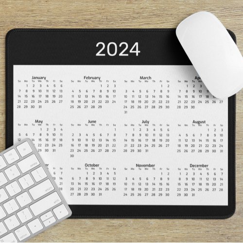 2024 Calendar Full Year Custom  Mouse Pad