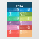 2024 Calendar - full year - funky colorful months Wall Decal (Front)