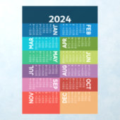 2024 Calendar - full year - funky colorful months Wall Decal (Insitu 1)