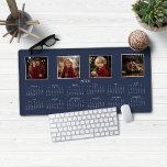 2024 Calendar Full Year Modern Photo Collage Desk Mat<br><div class="desc">2024 Calendar Full Year Minimalist Classic Style Desk Mat Mouse Pad featuring your name and 4 of your favorite photos! 🌟This is for 2024🌟 This version is in chic navy blue, but the colors can easily be customized! Please contact us at cedarandstring@gmail.com if you need assistance with the design or...</div>