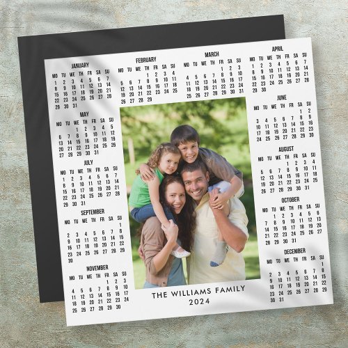 2024 Calendar Full Year Photo Modern Magnet