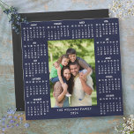 2024 Calendar Full Year Photo Navy Blue Magnet<br><div class="desc">Featuring a useful 2024 calendar,  you can personalize it with your photo and family name to create a perfect new year gift. Designed by Thisisnotme©</div>
