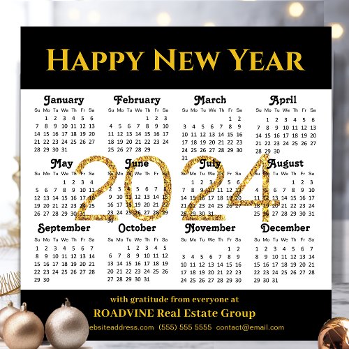 2024 Calendar Gold Black Business Simple Magnetic
