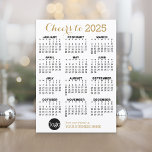 2024 Calendar Gold White Business Logo Holiday Card<br><div class="desc">A modern look for a corporate holiday card. A calendar is included with the New Year with a greeting that can be used for any business. Add your logo and simple text to this unique design with a farmhouse style checker plaid pattern on the back. If you need to move...</div>