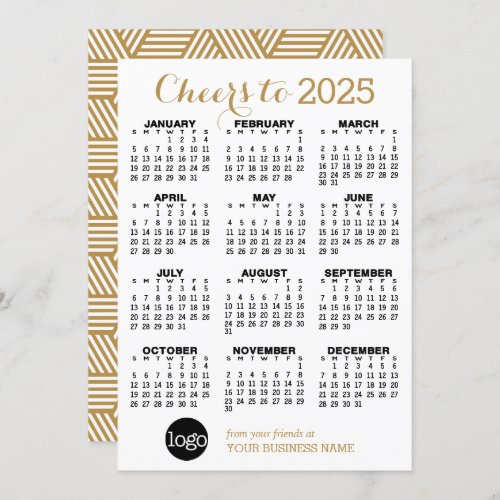 2024 Calendar Gold White Business Logo Holiday Card