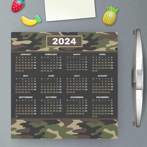 2024 Calendar Green Camo Army Fatigue Camouflage