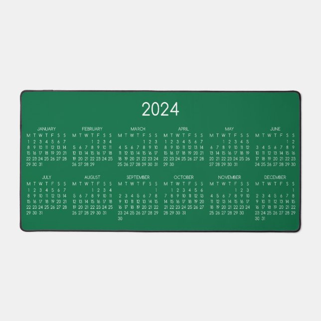 2024 Calendar Green Color Background Desk Mat (Front)