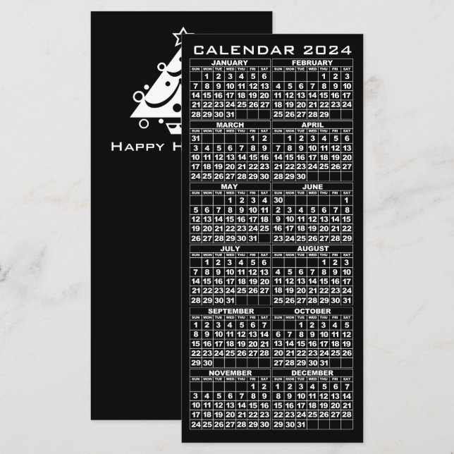2024 Calendar Holidays Rack Card Black Tree (Front/Back)