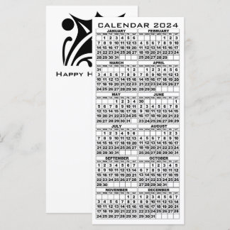 2024 Calendar Holidays Rack Card Leaf with envelop