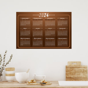 2024 Calendar in Chocolate Brown Poster