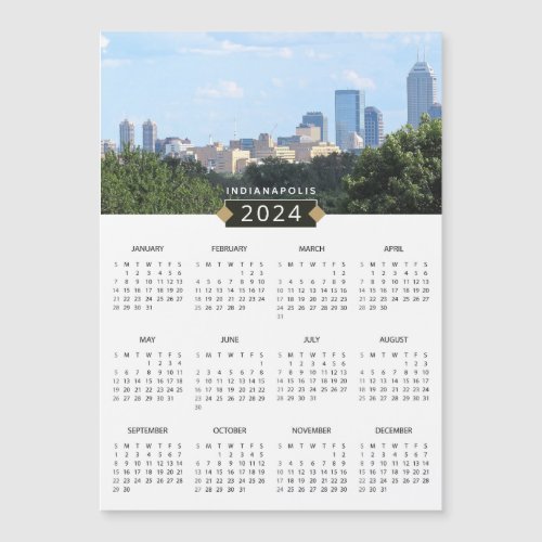 2024 Calendar Indianapolis Skyline Magnetic Card