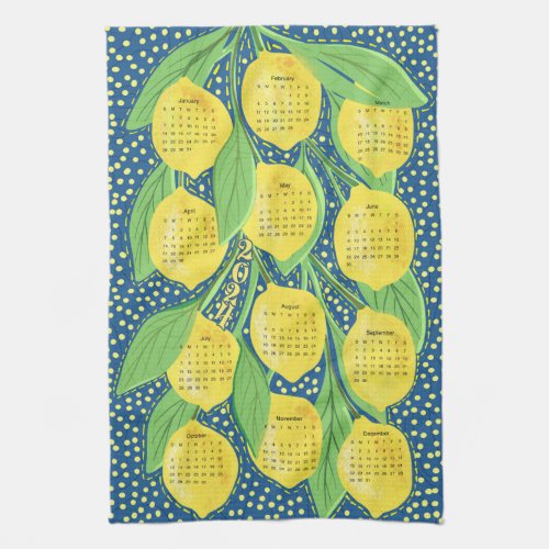 2024 Calendar Lemon Vines Kitchen Towel