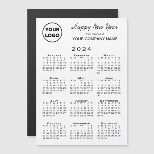 2024 Calendar Logo Business Holiday Magnetic Card