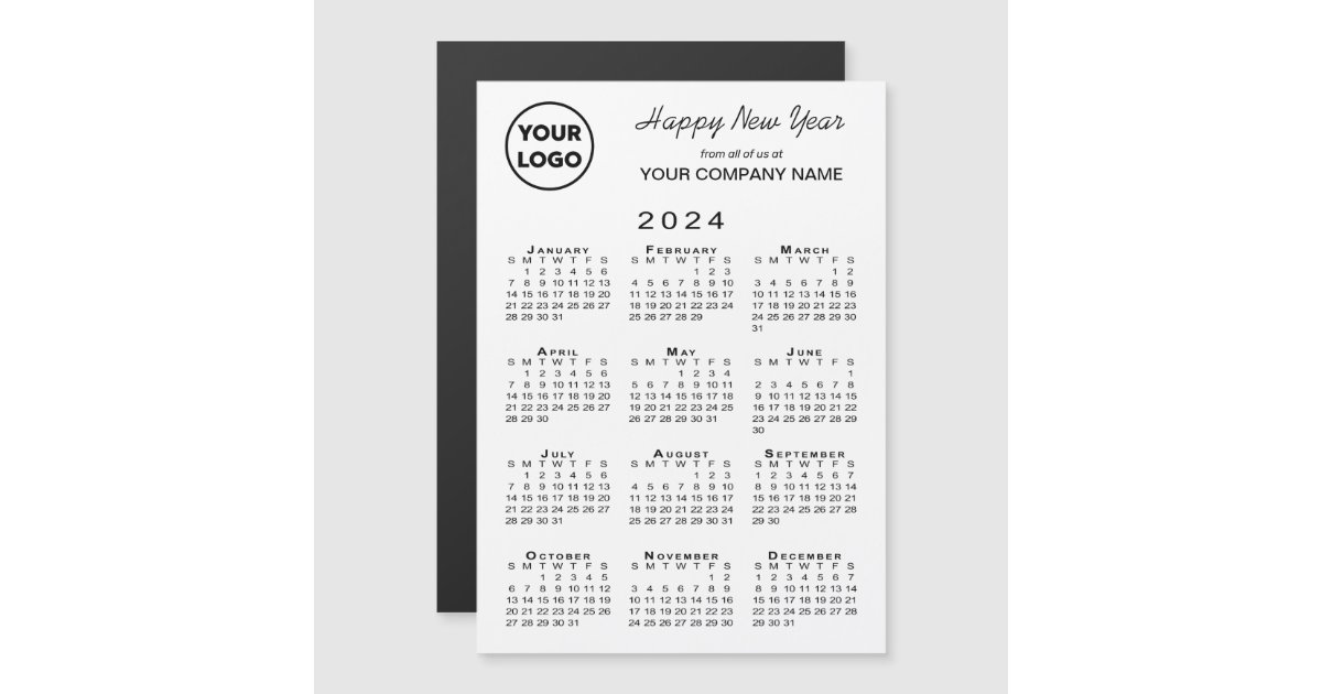 2024 Calendar Logo Business Holiday Magnetic Card | Zazzle