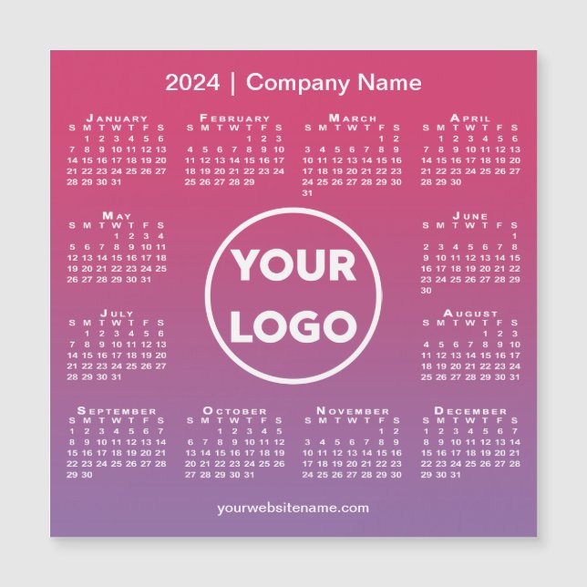 2024 Calendar Logo Pink Purple Gradient Magnet (Front)