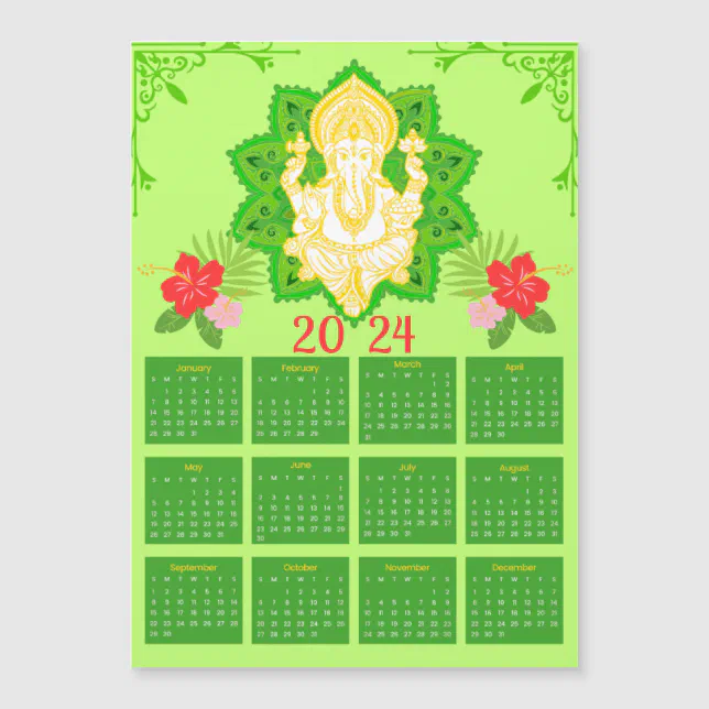 2024 Calendar Lord Ganesha Card Zazzle