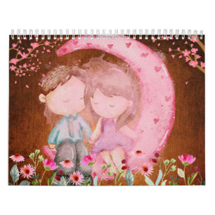 2024 Calendar, Love, Watercolor, Vintage Papers Calendar
