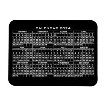 2024 Calendar Magnet Black by pixibition at Zazzle