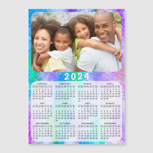 2024 Calendar Magnet Family Photo Faux Holographic