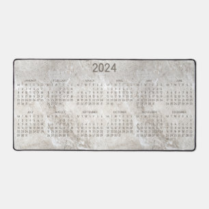 2024 Calendar Marble Background Photo Design Desk Mat