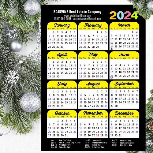 2024 Calendar Minimalist Black Corporate Magnetic