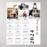 2024 Calendar minimalist multiphoto Poster<br><div class="desc">Elegant and classy 2020 calendar with your favorite photos and the name of your family. More options in my shop.</div>