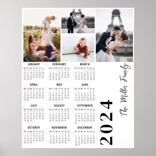 2024 Calendar minimalist multiphoto Poster