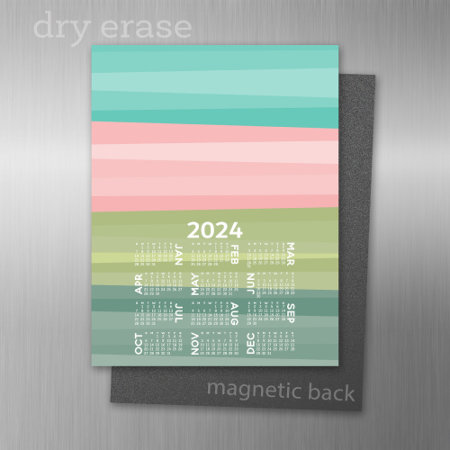 2024 Calendar - Modern Abstract Stripe Pattern Magnetic Dry Erase Shee