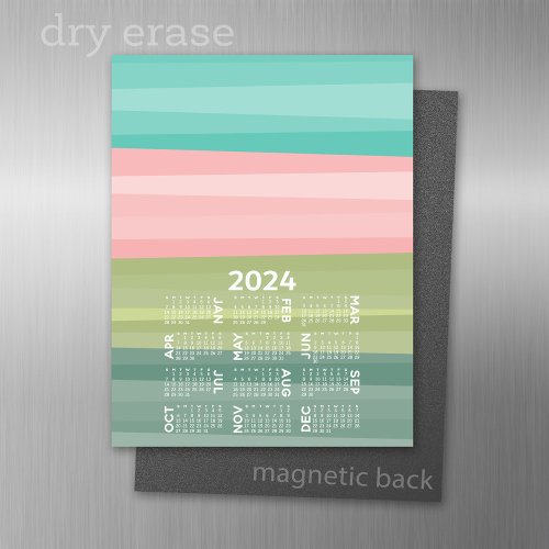 2024 Calendar _ modern abstract stripe pattern Magnetic Dry Erase Sheet