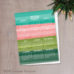 2024 Calendar - modern abstract stripe pattern Postcard<br><div class="desc">A 2024 calendar with a trendy modern abstract landscape. For advanced users,  you can go to the advanced design area and change colors of the calendar.</div>