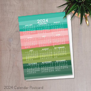 2024 Calendar - modern abstract stripe pattern Postcard