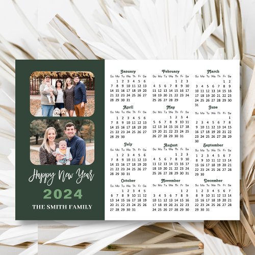 2024 Calendar Modern Sage Green 2 Photo Magnetic