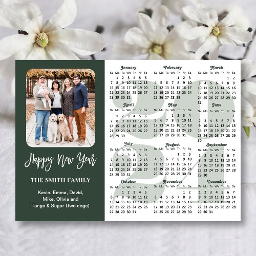 2024 Calendar Modern Sage Green Minimalist Photo Holiday Card